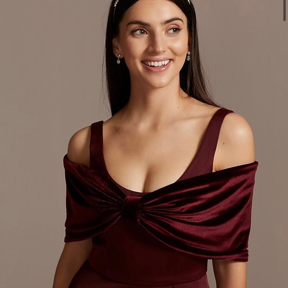 NWT David’s Bridal velvet bow wrap